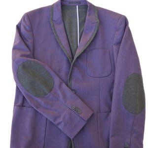 Loro Piana Purple Blazer New Zealand Merino WooL Gray Elbow Patches Trim 44R